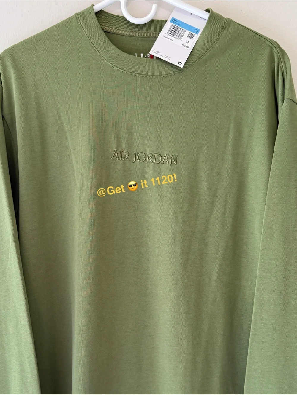 Jordan Wordmark French Terry Men's Long-Sleeve T-Shirt FJ0702-340 Light Olive S