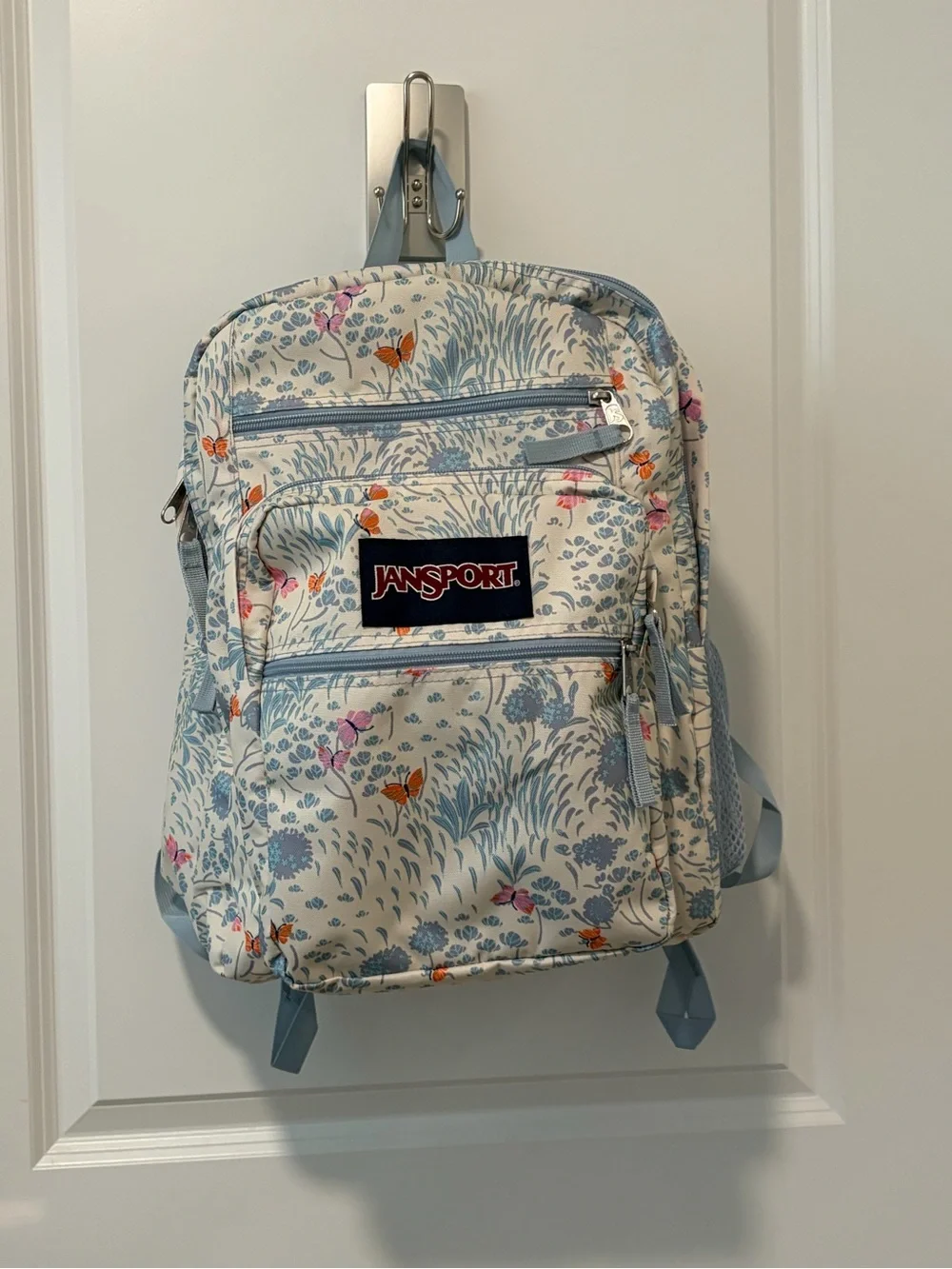 JanSport Light Blue Floral Print Backpack
