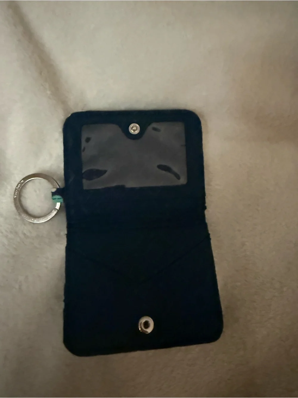 Vera Bradley Teal and Black Floral ID Keychain Wallet