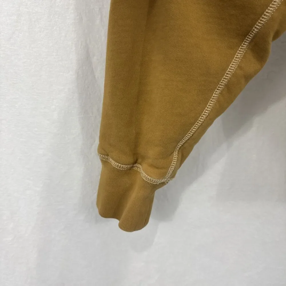 J. Crew Garment Dyed Waffle Lined French Terry Golden Yellow Hoodie Mens L *READ