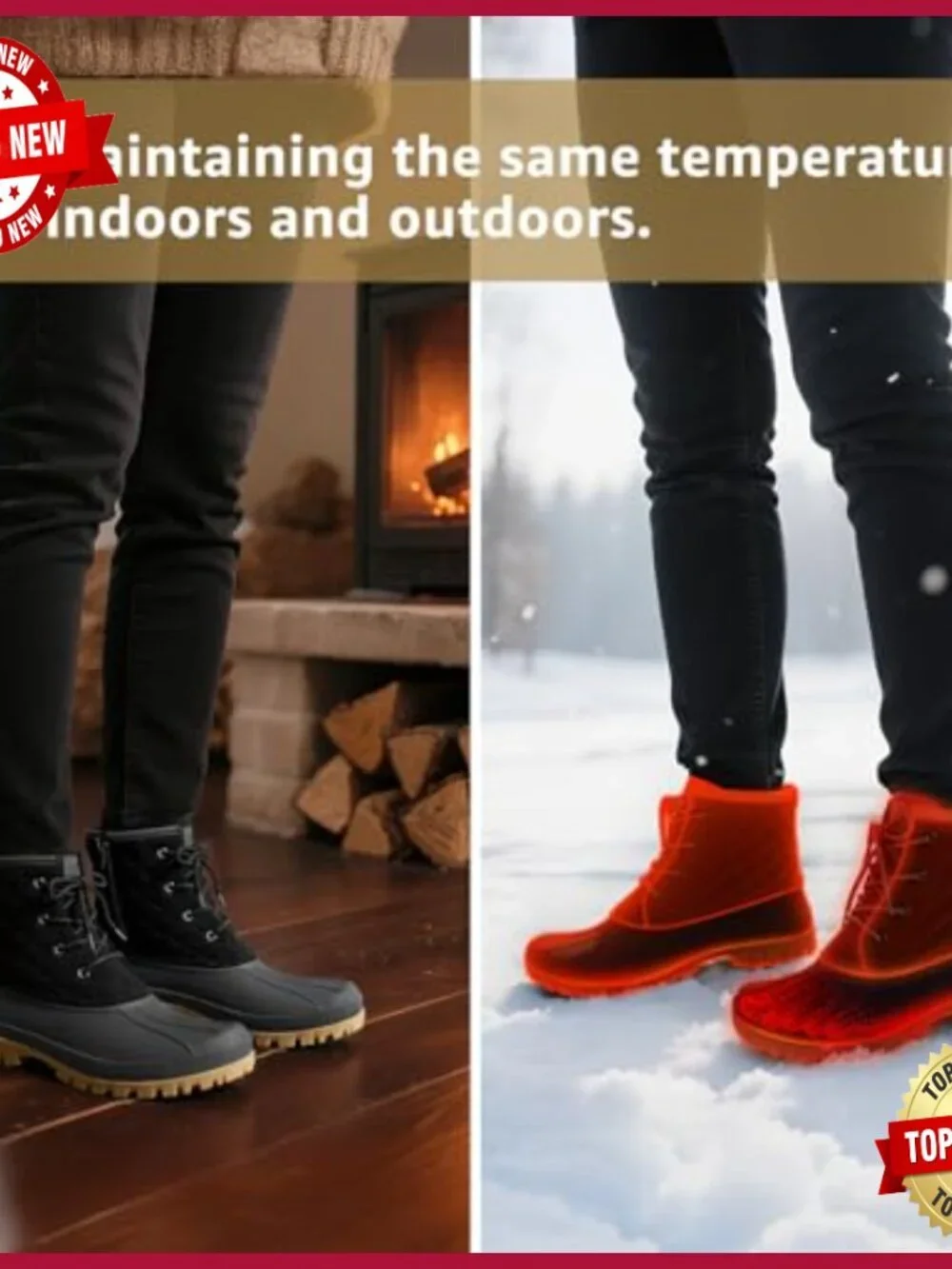 Waterproof Quilted Snow Boots with Side Zipper