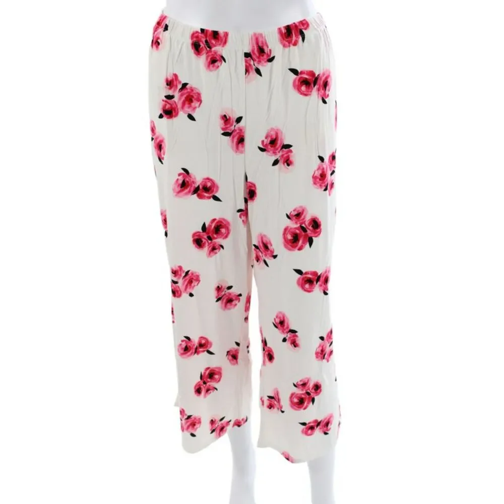 Kate Spade Women's Button Down Floral Two Piece Pajama Set Size XL