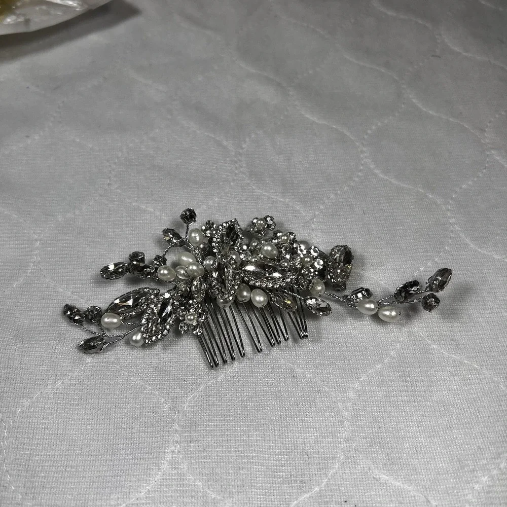 Crystal Hair Pin Wedding Prom Silver‎ Tone Accessory Vintage Rhinestones