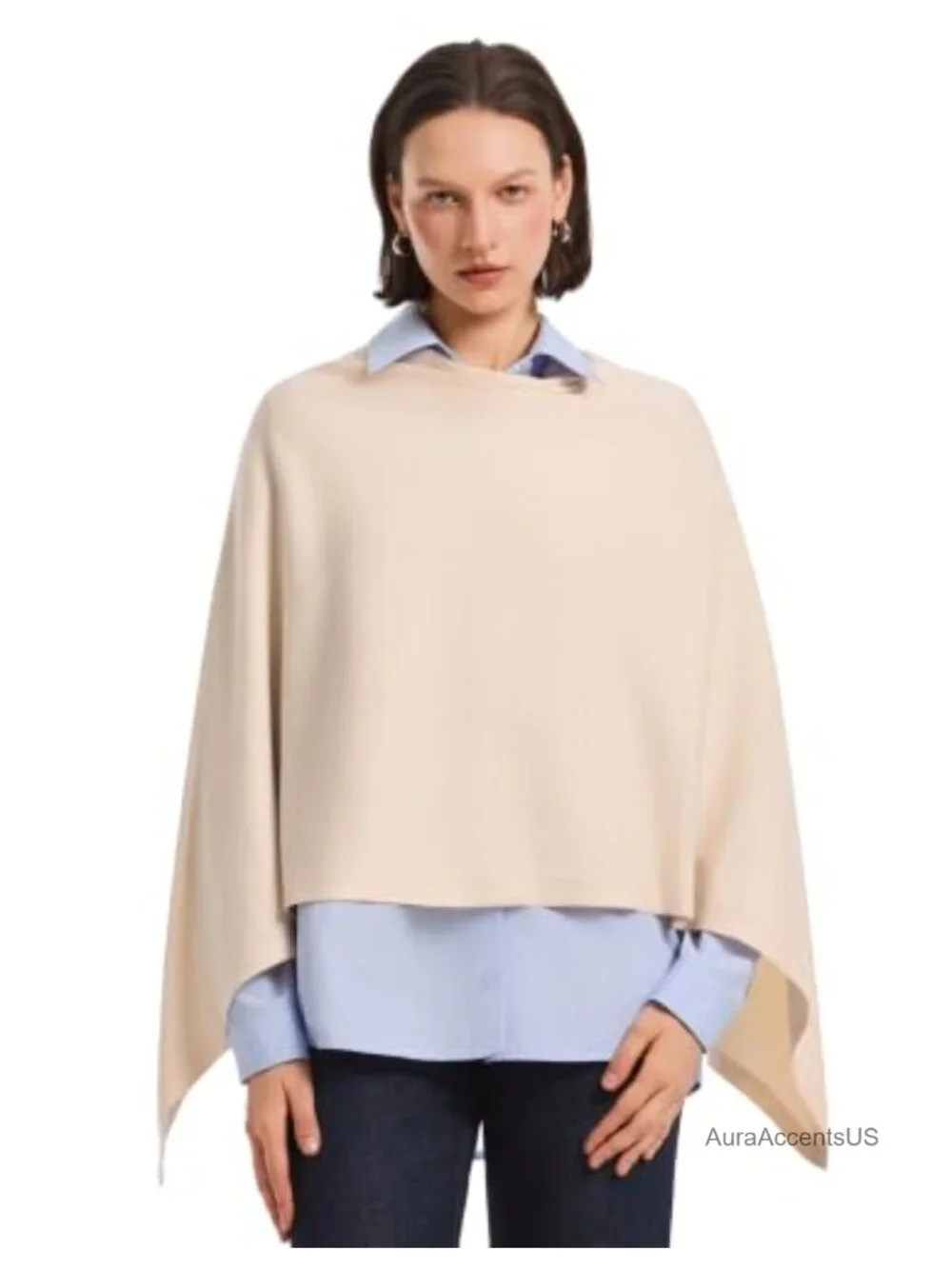 Women's Poncho Sweater Versatile Shawl Wrap Travel Pullover Viscose Blend