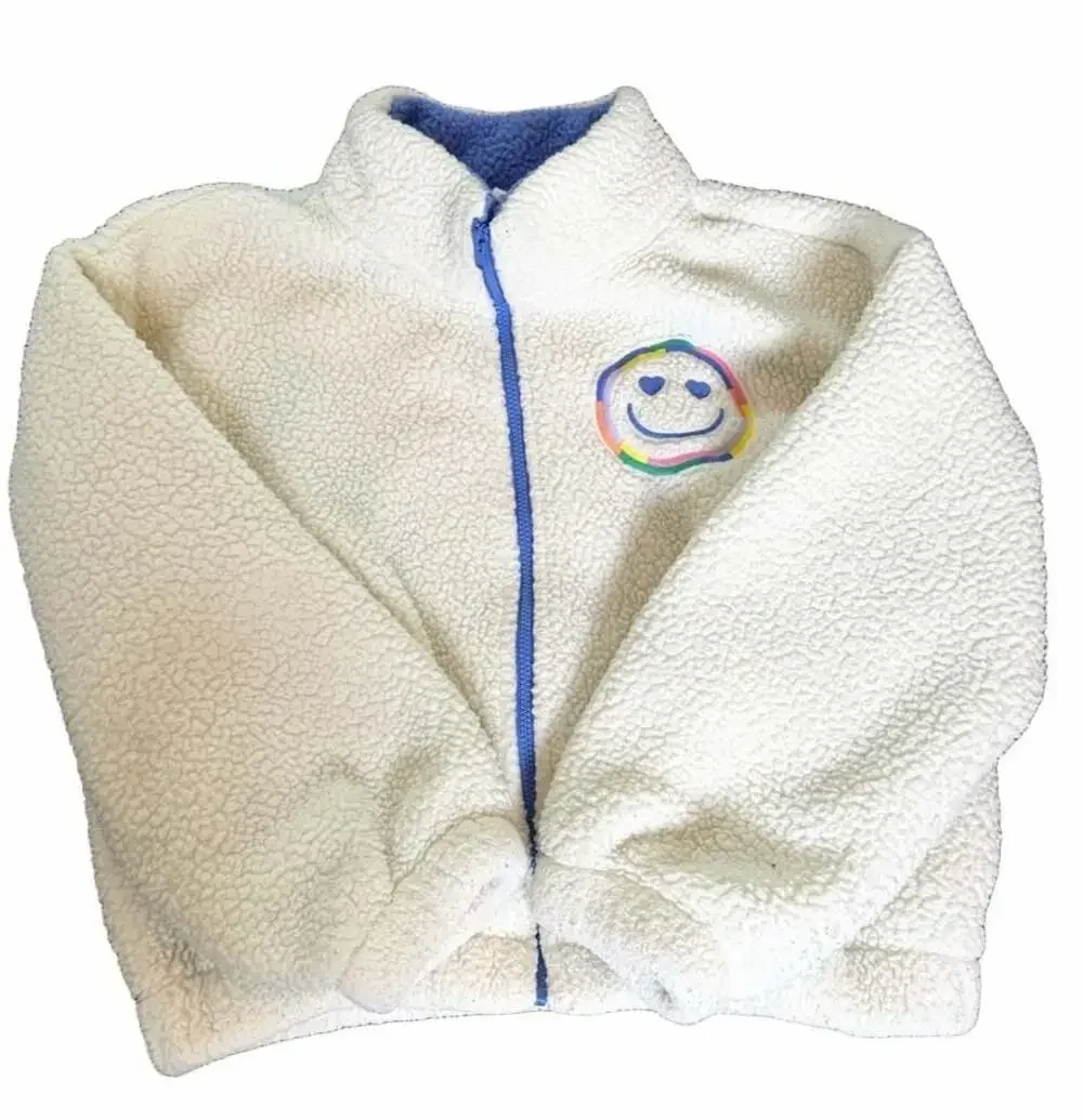 Old Navy Girls  Full-Zip Sherpa Fleece Jacket With Smiley Face Patch Size M 8