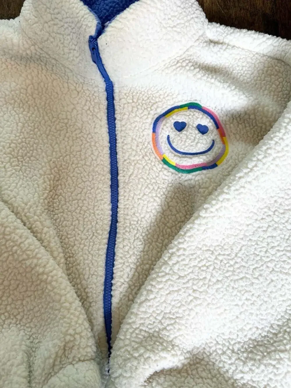 Old Navy Girls  Full-Zip Sherpa Fleece Jacket With Smiley Face Patch Size M 8