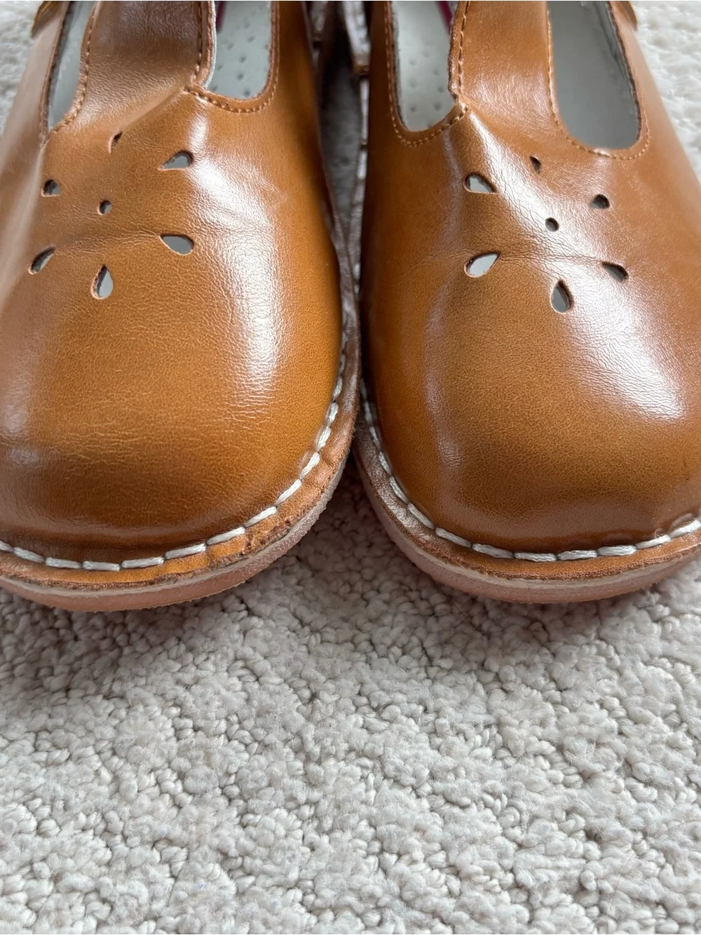 L'Amour Kids Tan Mary Jane Buckle Shoes