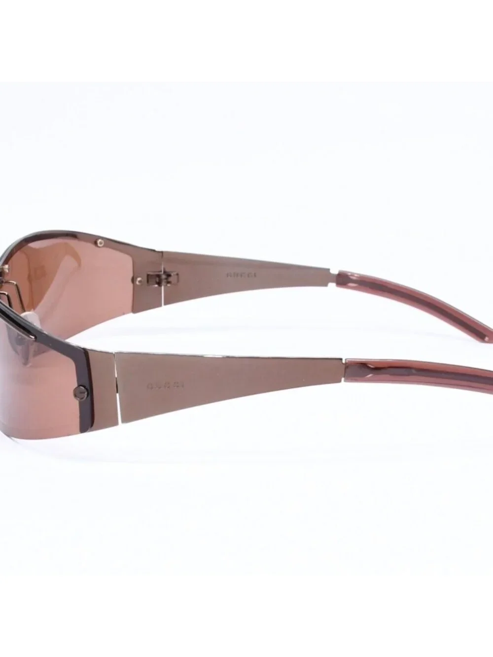 Gucci Shield Sunglasses Eyewear S Brown Metal