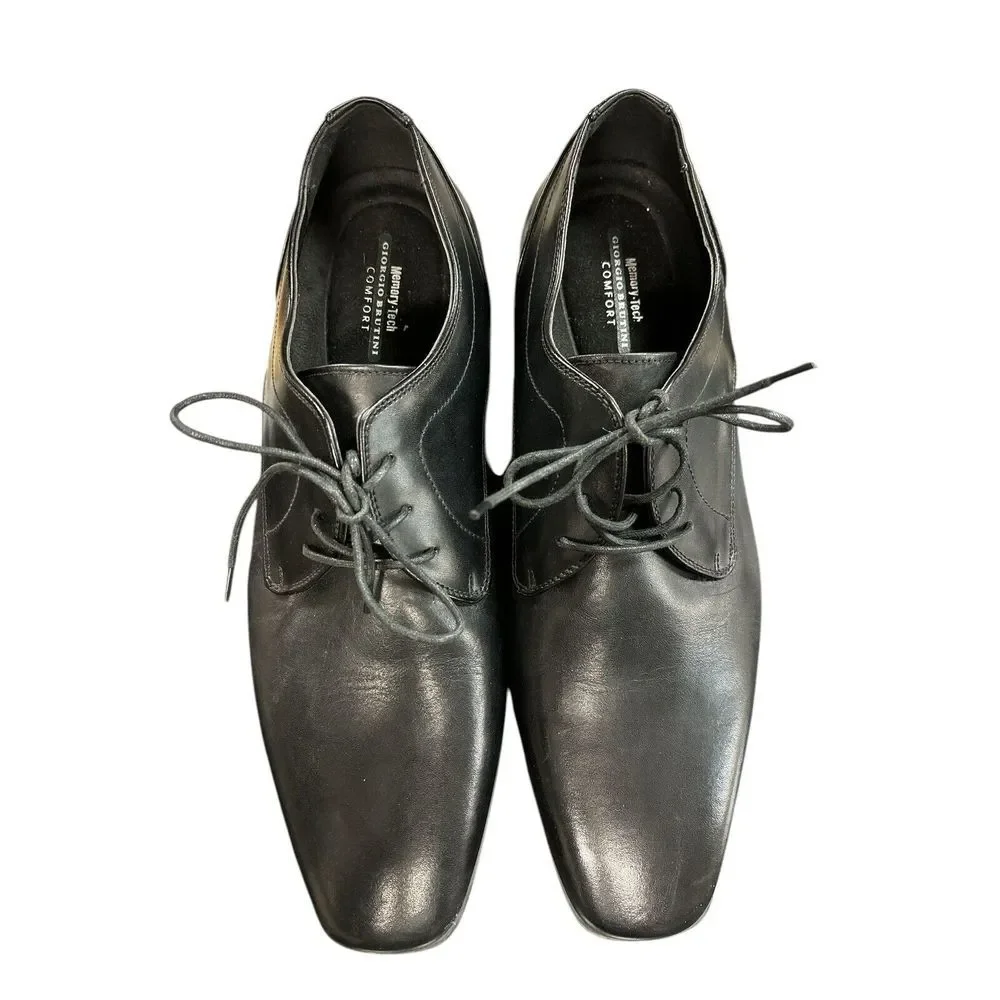 Giorgio Brutini Mens Oxford Dress Shoes Black‎ Leather Lace Up Size 14 M