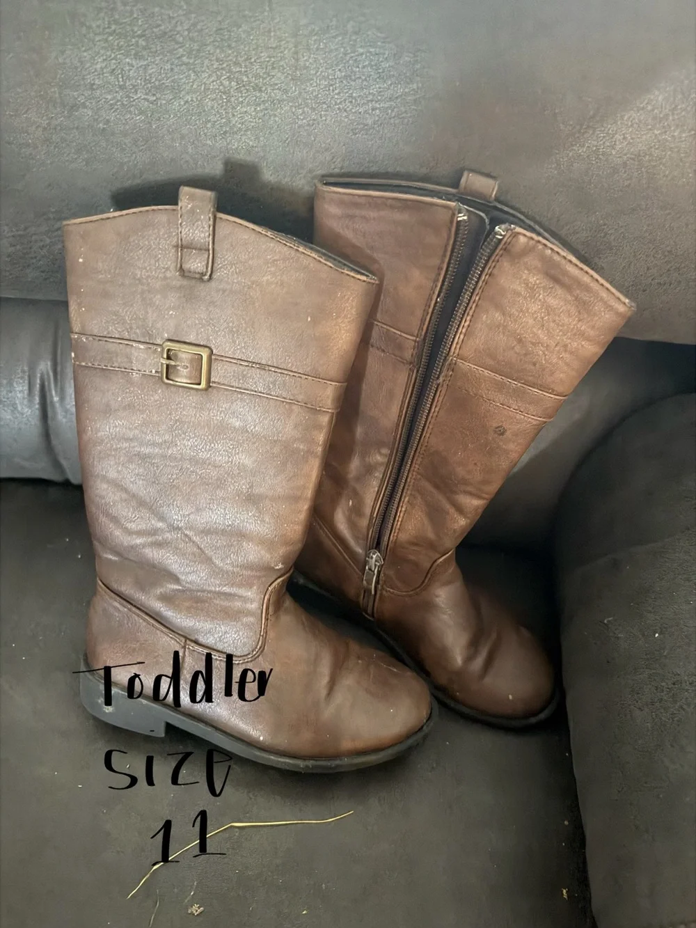 Toddler Brown Pull-On Riding Boots - Size 11