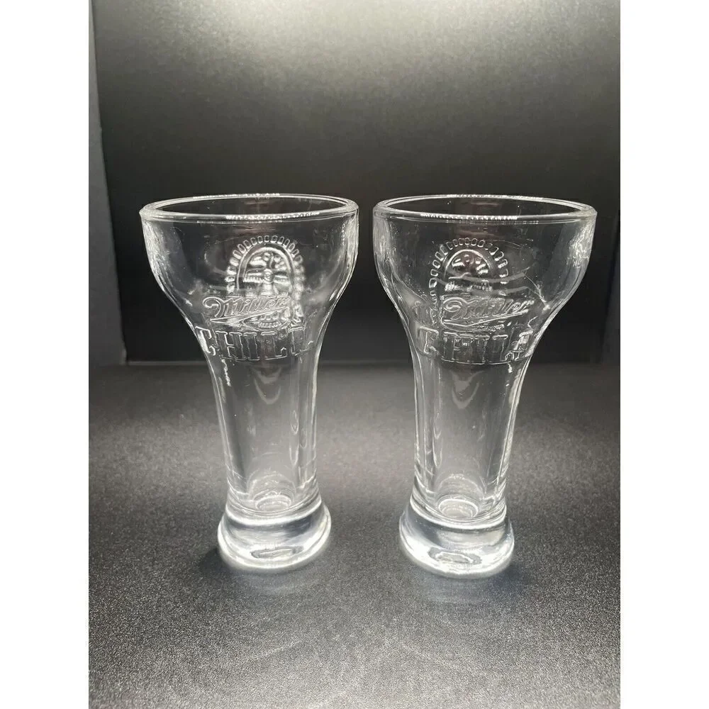 Miller Chill Shot Glasses Set of 2 Thunderbird Design 2 oz. Excellent‎ Condition