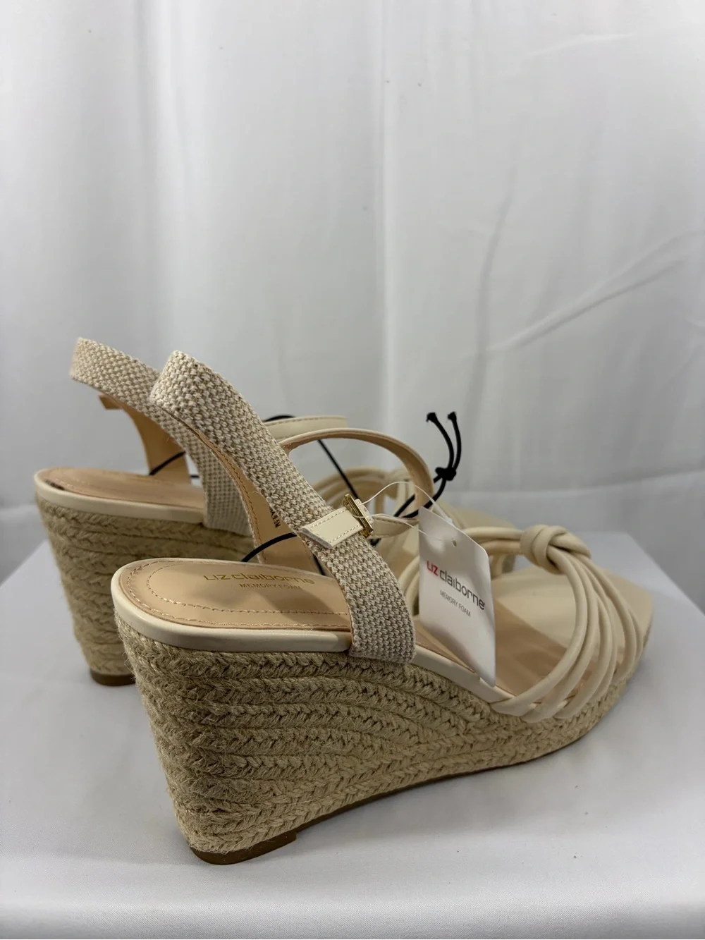 NWT Liz Claiborne Women's Size 9.5 Cream Espadrille Wedge Sandals