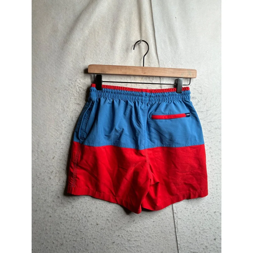 Chubbies Mens Swim Trunks Blue Red Colorblock Pineapple Logo 5.5 Inseam Small