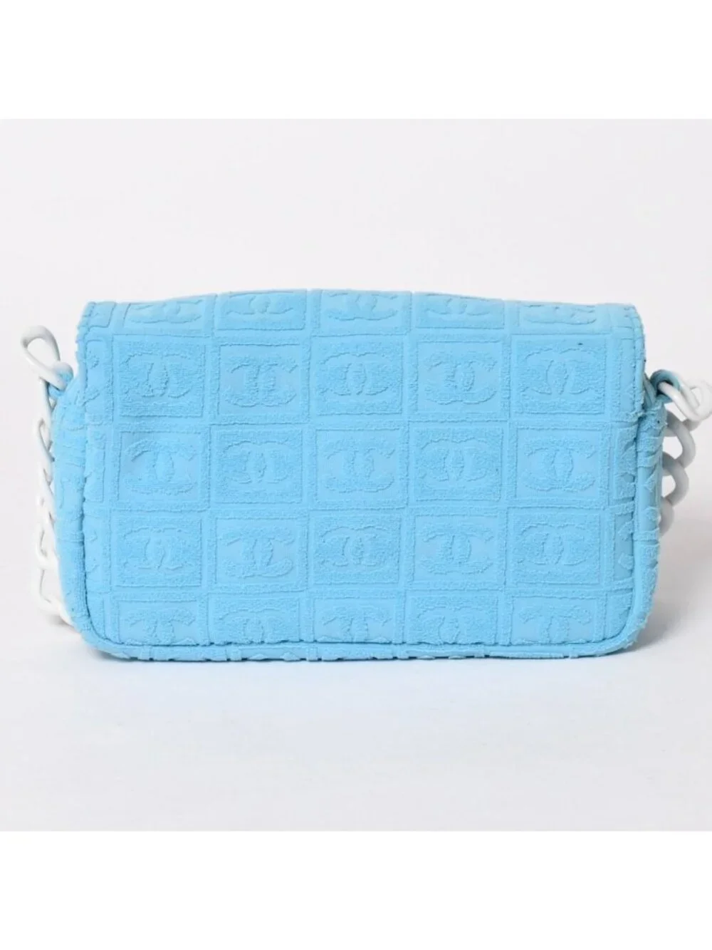Chanel Sports Line Plastic Chain Shoulder Bag CC Logo Pile Blue White Choco