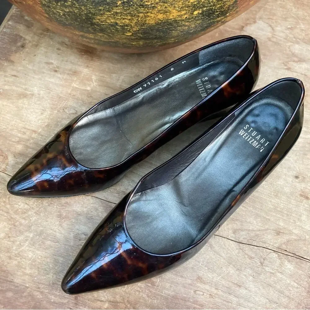 Stuart Weitzman wedges size 6 low heal tortoise‎ patent leather