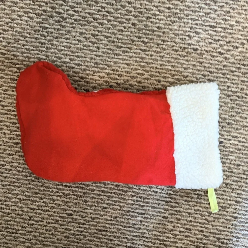 Vintage Christmas Stocking Santa Claus‎ Plush Sherpa Red White Holiday Decor