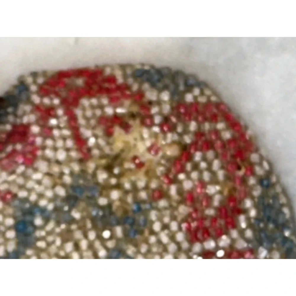 Antique Micro Beaded Coin Purse Red White Blue Kiss Lock Small Pouch 3x3.25in