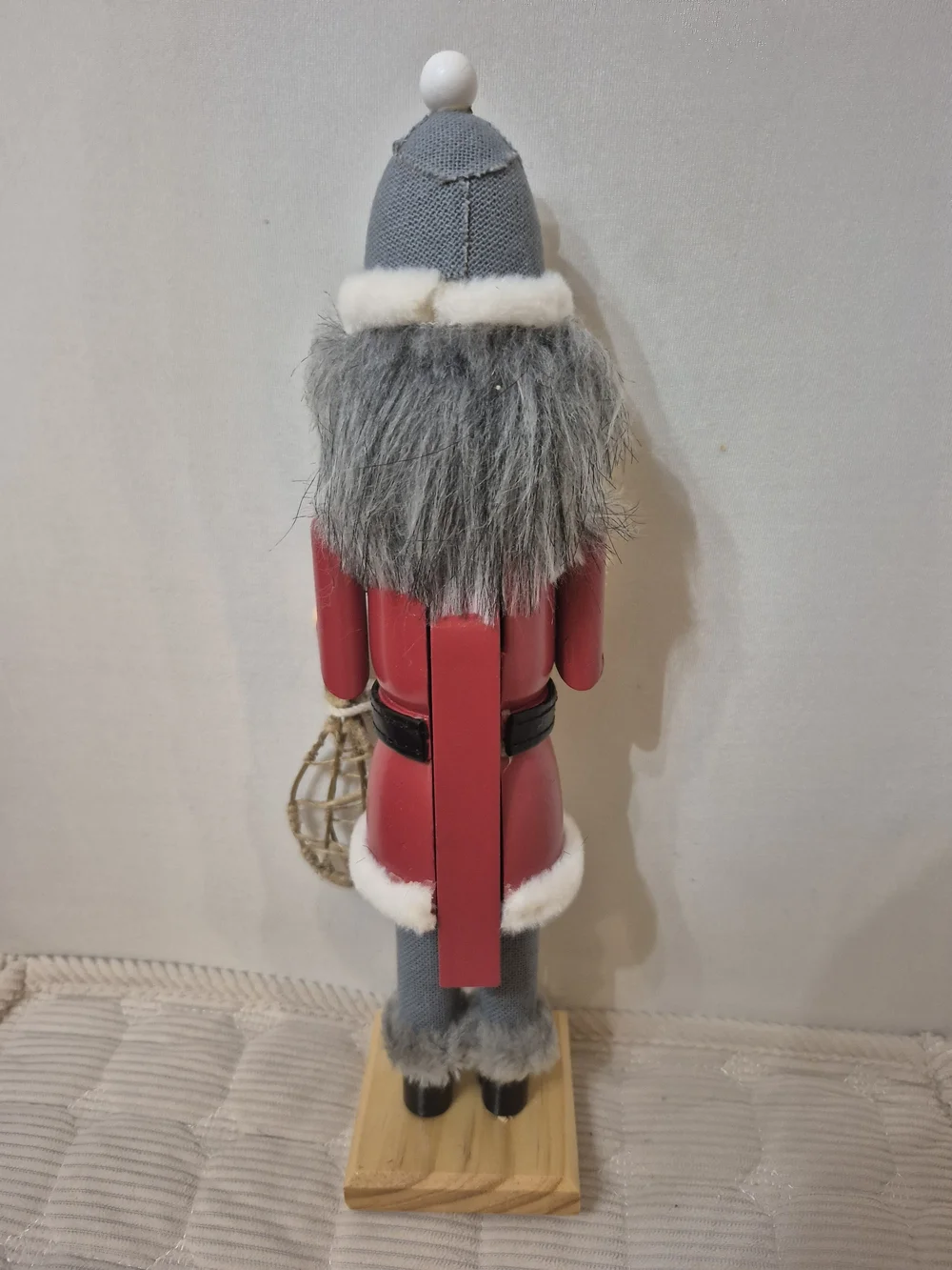 Wooden Red Nutcracker With Snowshoes Holiday Decoration