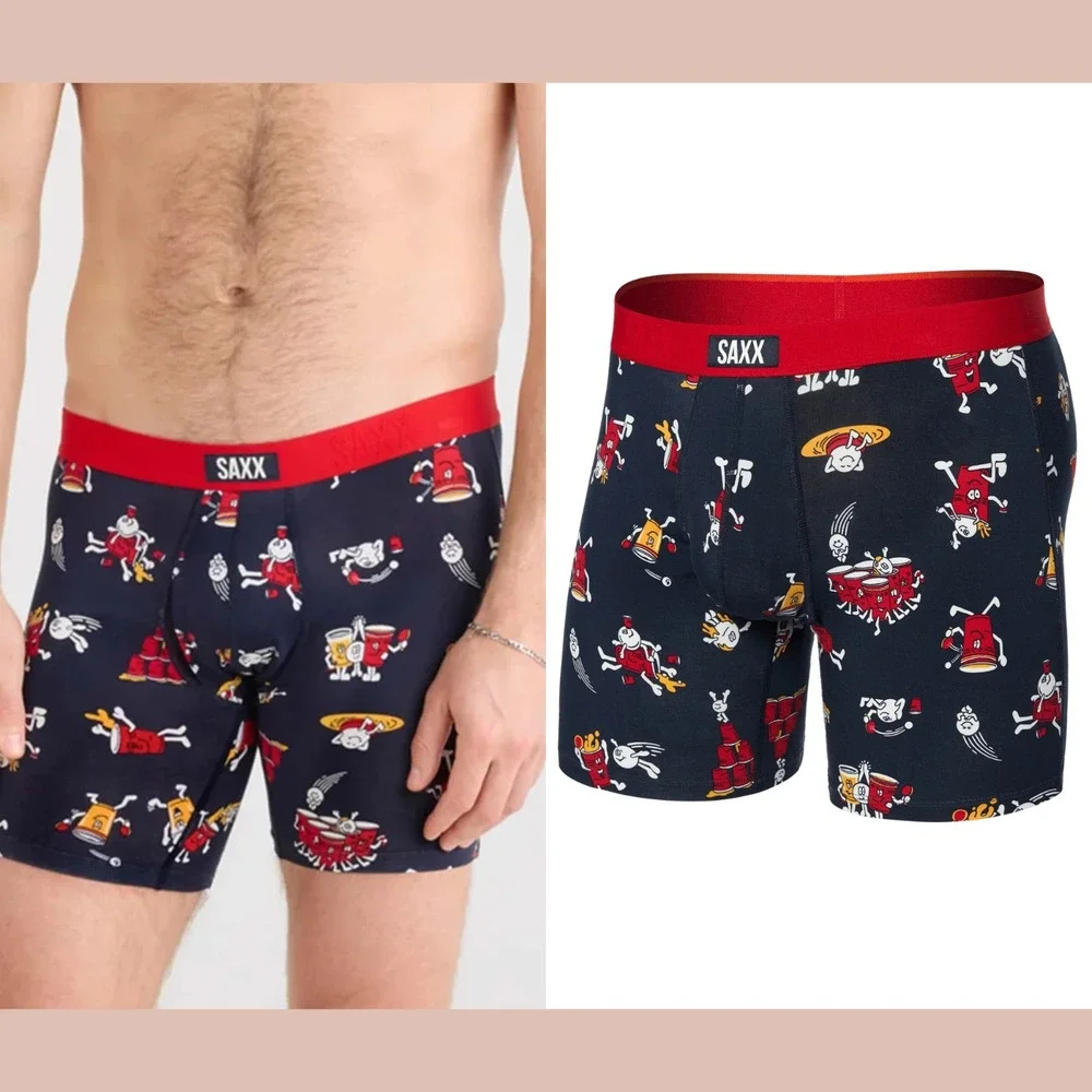 NIB $34 SAXX UNDERWEAR [ Medium ] Vibe Super Soft Boxer Brief Party Foul‎ U1609