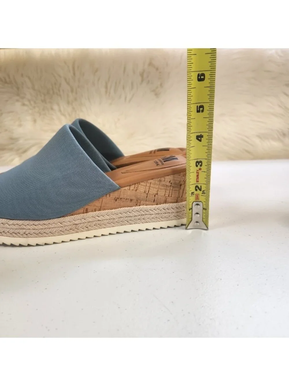 Steve Madden Blue Knit Slide Wedge Sandals Cork Espadrille Platform Shoes Size 9