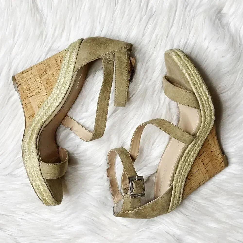 Charles By Charles David Becki Cork Platform Wedges Taupe Size 10M