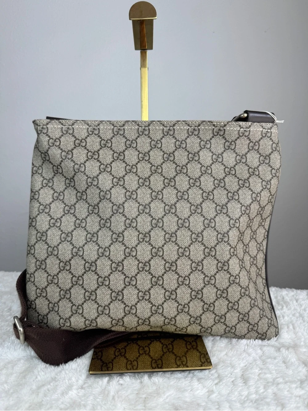 Gucci Flat GG Supreme Brown GG Canvas Crossbody Bag