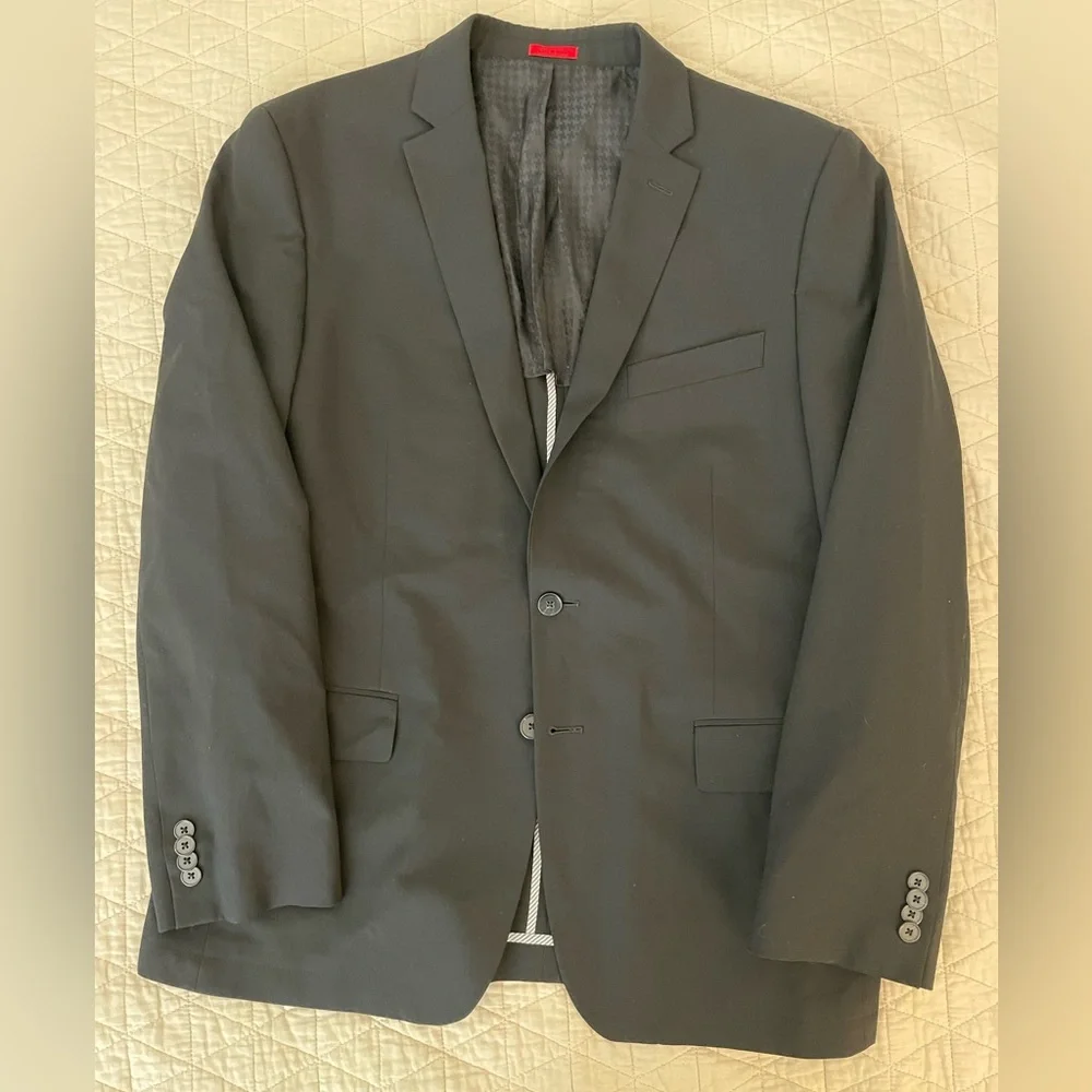 John‎ Varvatos Star USA Stretch Wool Notch Collar Slim Suit Jacket in black 42 R