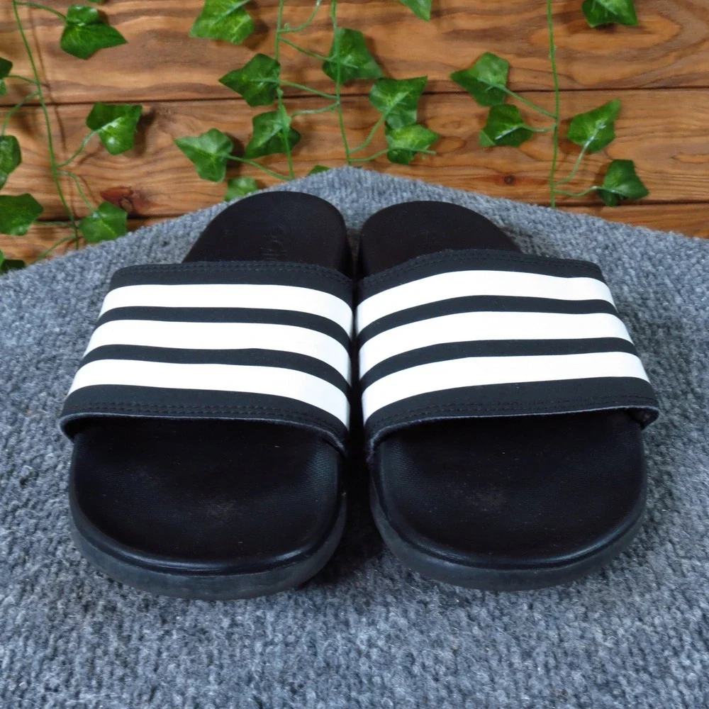adidas Adilette Comfort Mens Slide Sandals Size‎ 5 Athletic Shower Black White