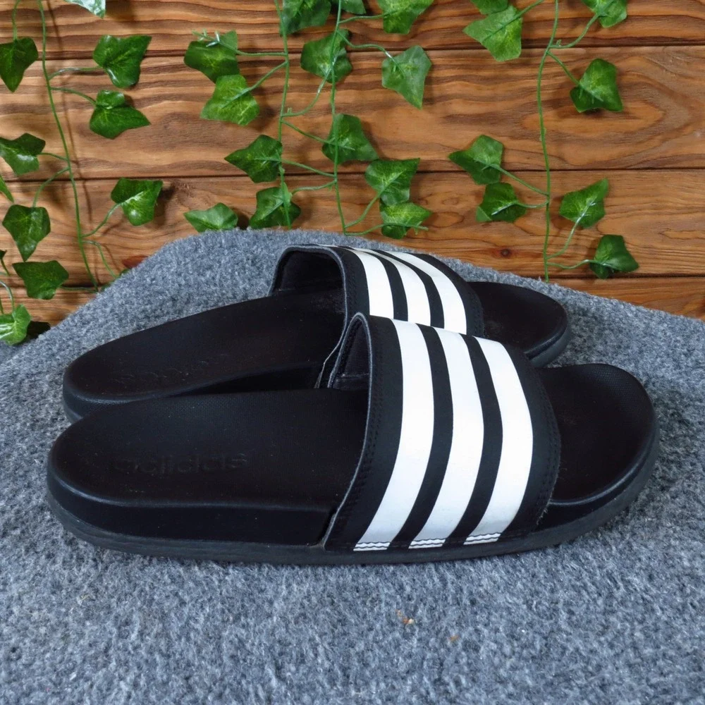 adidas Adilette Comfort Mens Slide Sandals Size‎ 5 Athletic Shower Black White