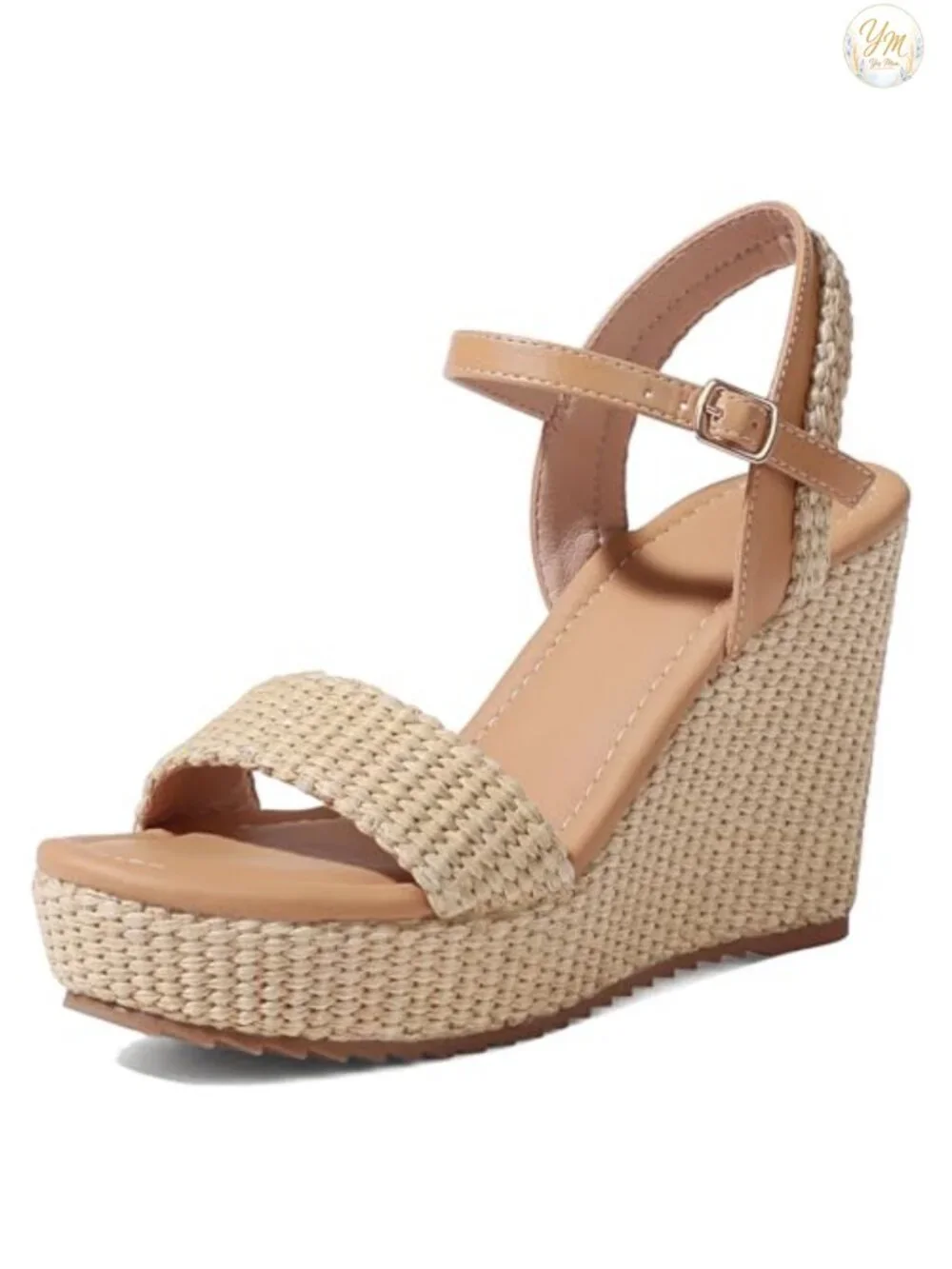 Women's Espadrille Wedge Sandals Open Toe PU Platform Ankle Strap