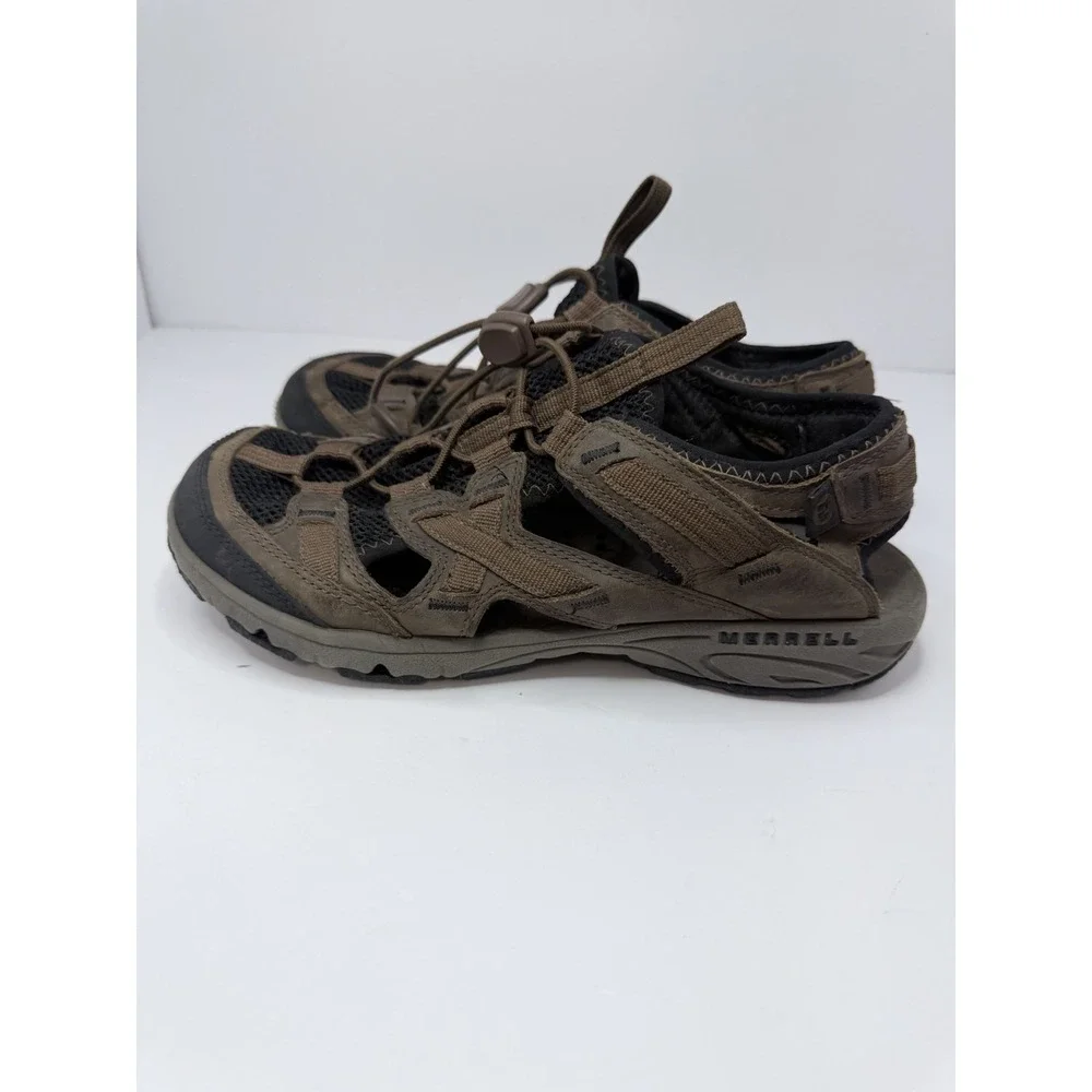 Merrell Men's Shoes Brown Size 9 Leather Cambrian Dark Earth Hiking Sport Sandal
