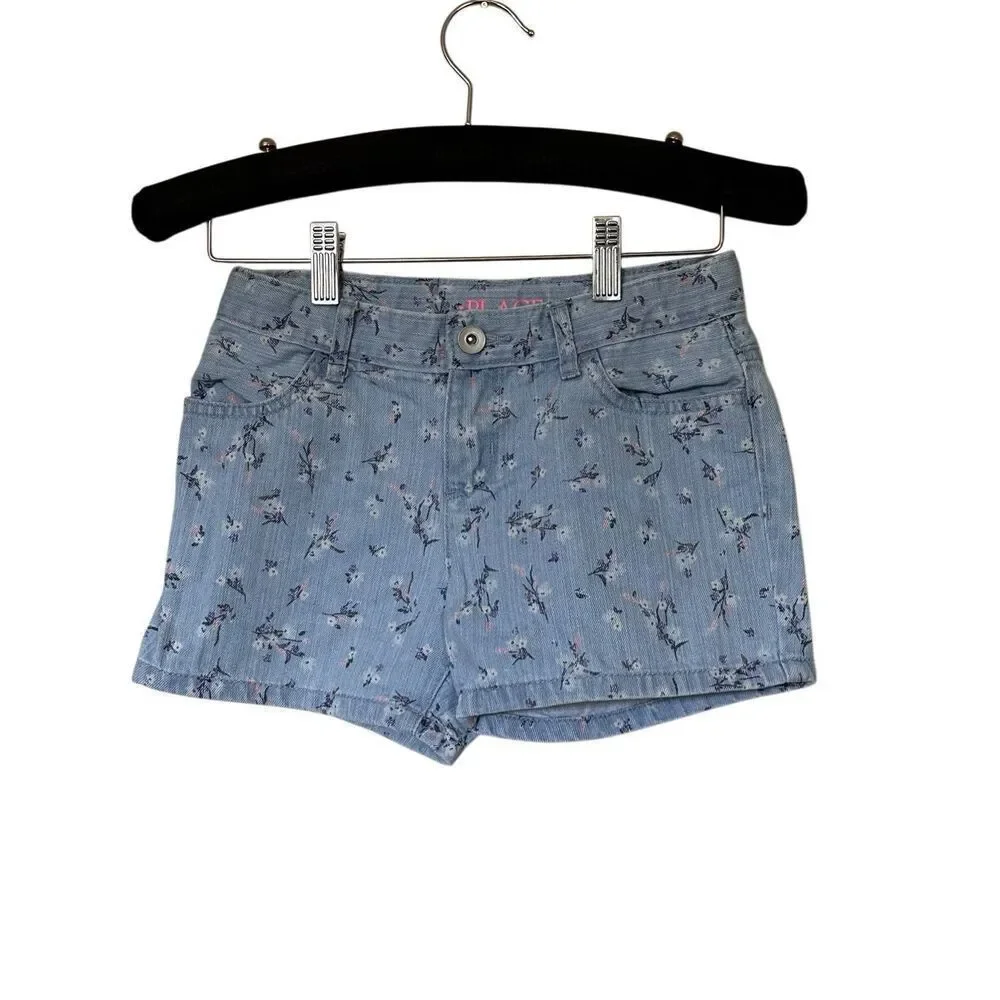 The Children’s Place Girls Floral Denim Shortie Shorts - Pink Sz 8