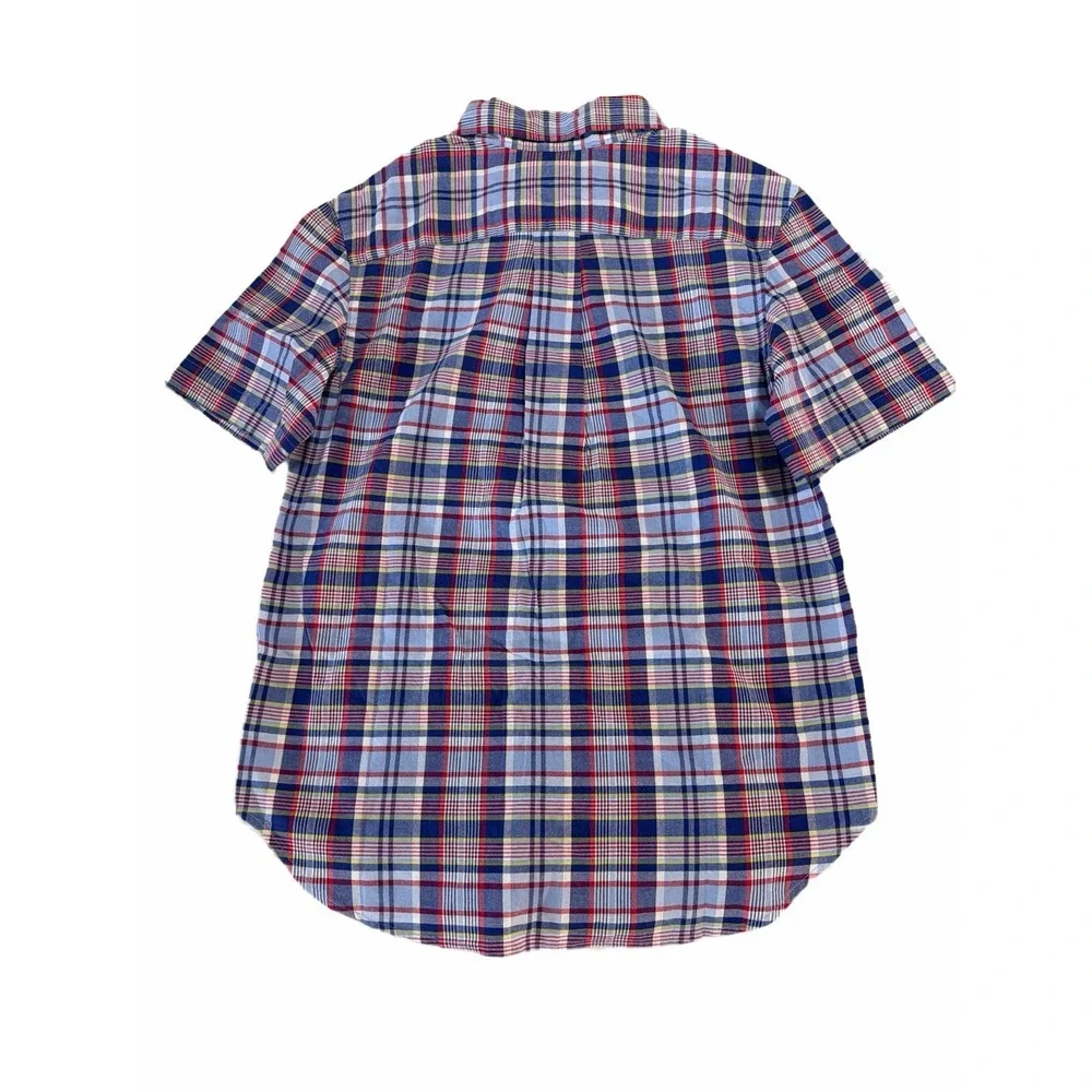 NWT Ralph Lauren Boys Short Sleeve Blue Red Plaid Button‎ Down Shirt M (10/12)