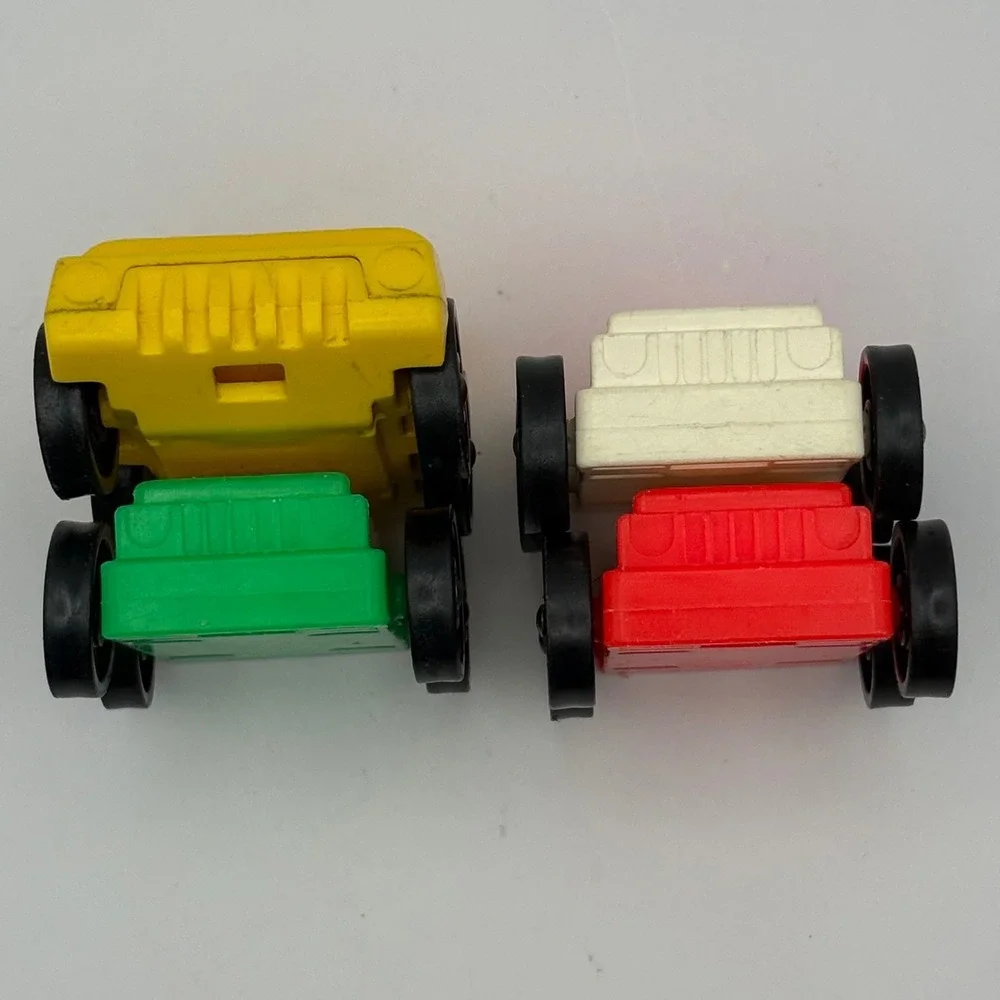 Vintage Fisher Price Lot of 4 Little People Cars 1-Yellow Taxi & 3-One Seat Cars