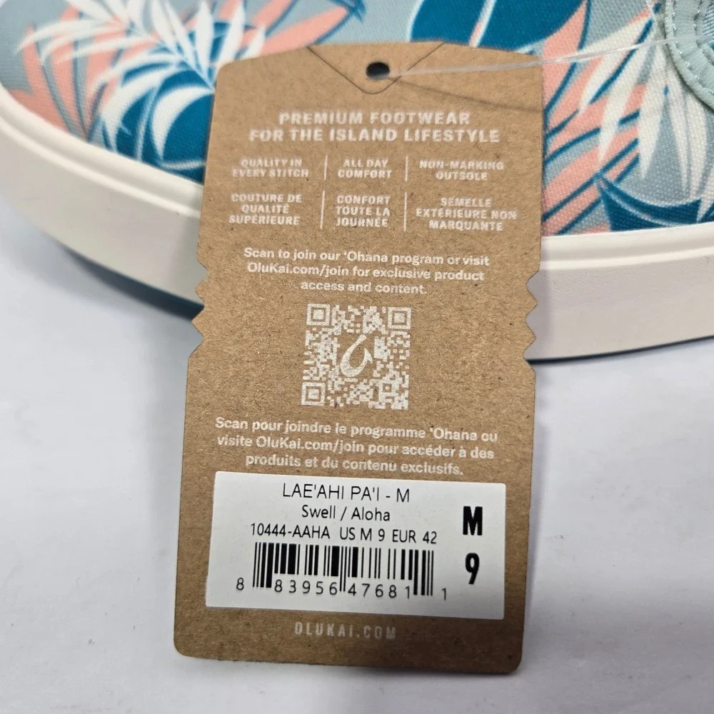 OluKai Lae'ahi Pa'i Mens 9 Slip On Shoes Swell Aloha Tropical 10444-AAHA