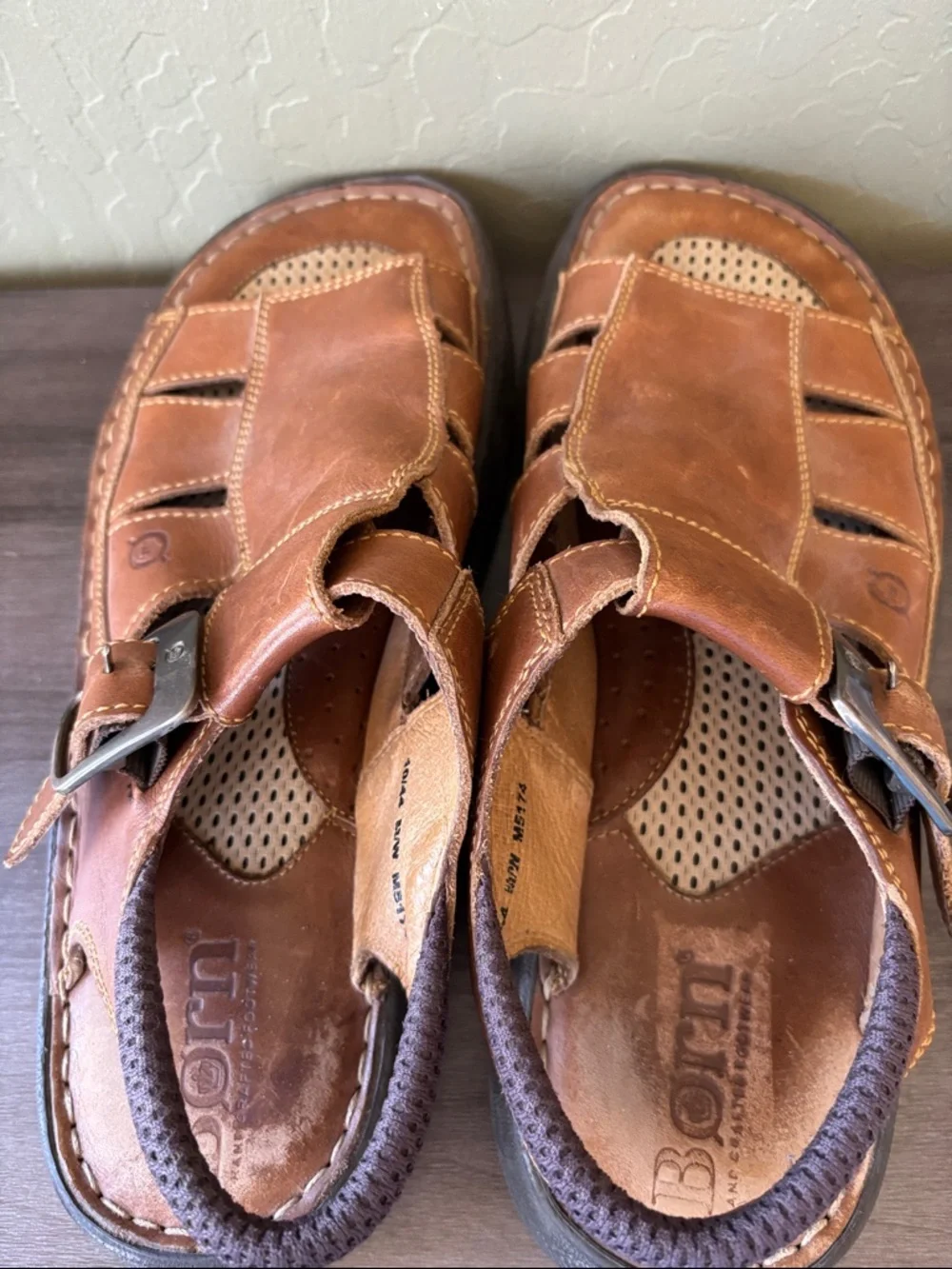 Born Joshua Brown Leather Open Toe‎ Fisherman’s Sandal Size 10 / EU 44