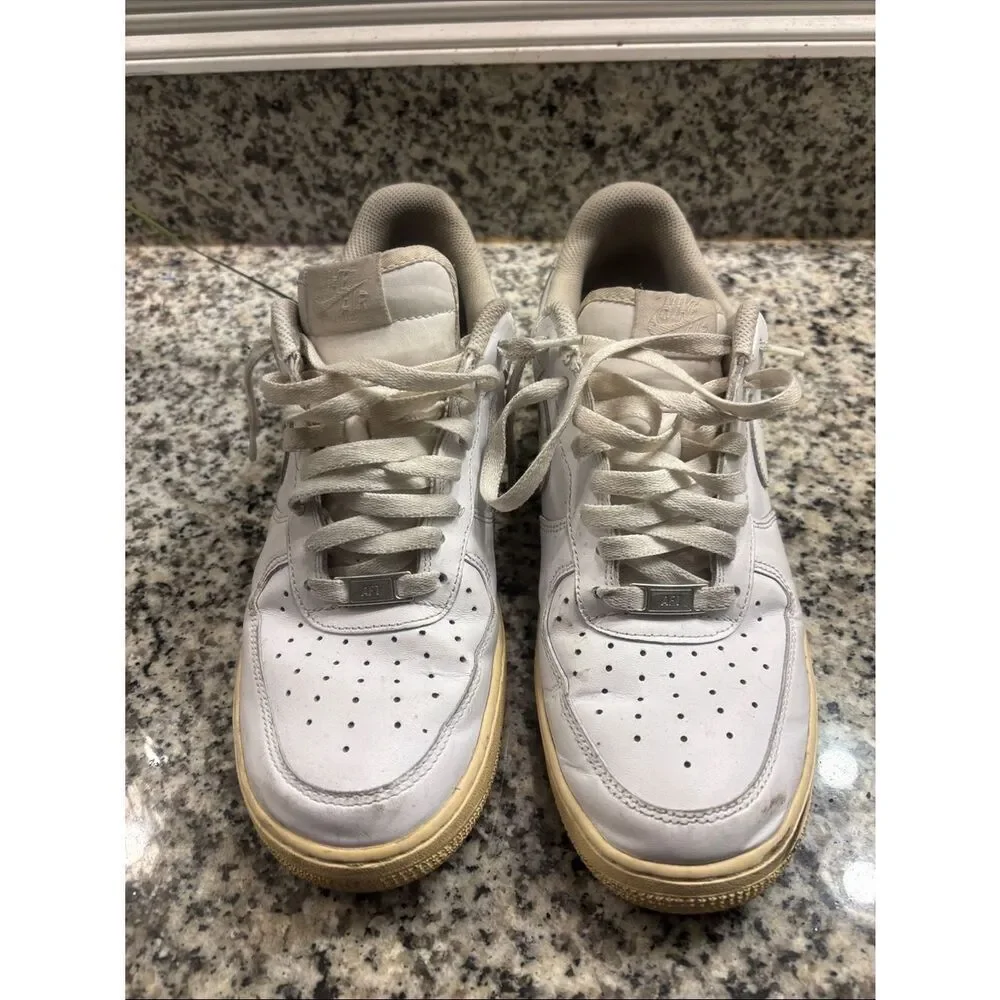 Nike Air Force 1 White Low-Top Sneakers with Cream Sole