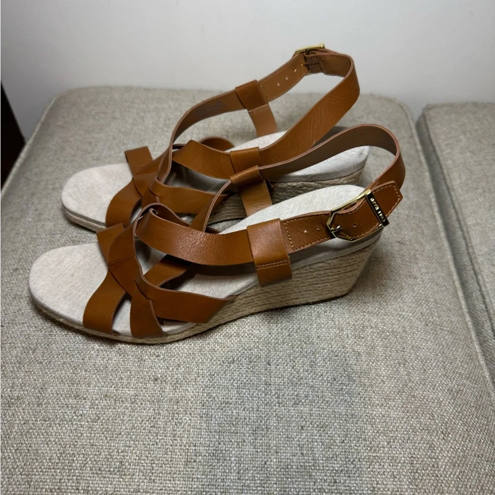 Brand New Cole Haan Crystal‎ Wedge Sandal in Honey Jute Size 8B