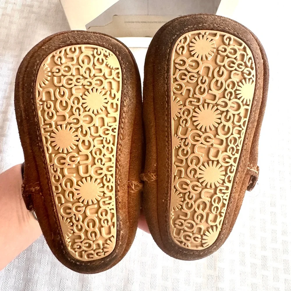 UGG Jesse II‎ Baby Booties Chestnut Suede Shearling Size 2/3 w Box Cozy Winter