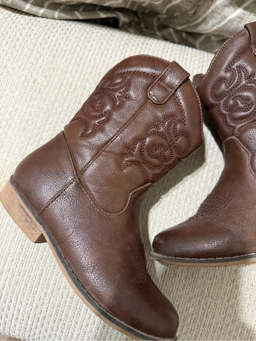 Cat & Jack Brown Embroidered Kids Cowboy Boots