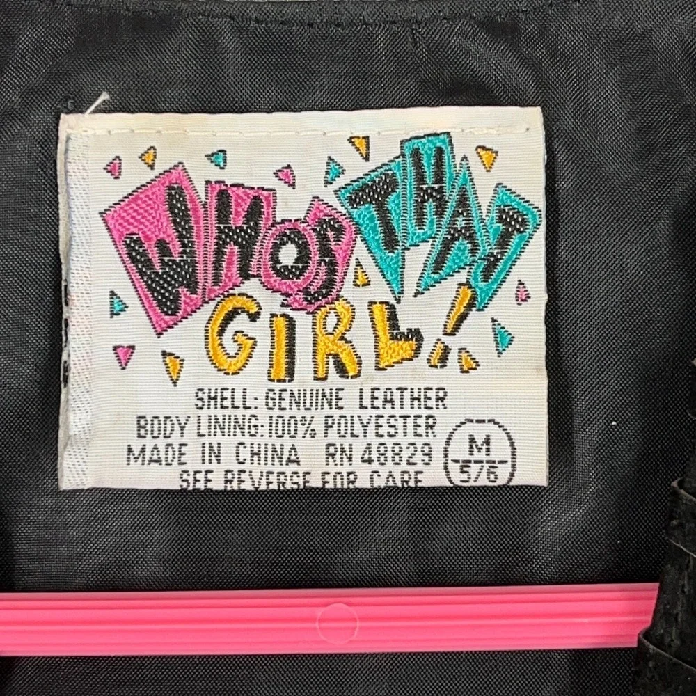 Whos That Girl 90s Y2K‎ Grunge Retro Vintage Streetwear Leather Vest Girls M