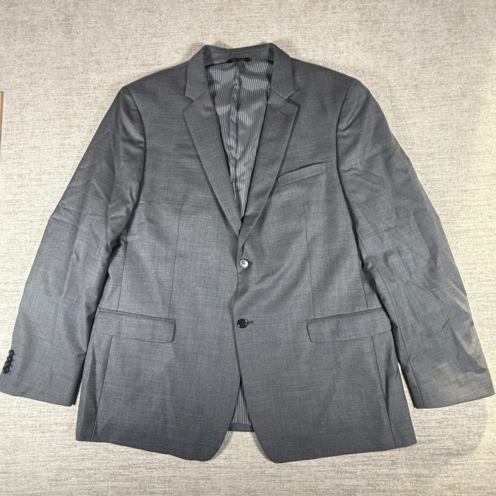 Banana Republic Suit Jacket Mens 50L Grey Stretch Sharkskin Slim Fit Wool Blend