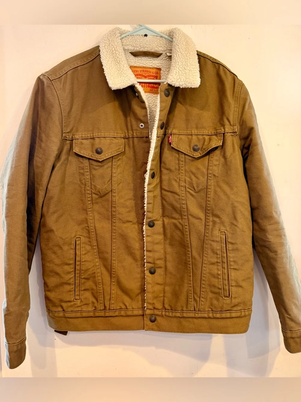 Levi's Type 3 Canvas Sherpa Trucker Jacket Brown Size L
