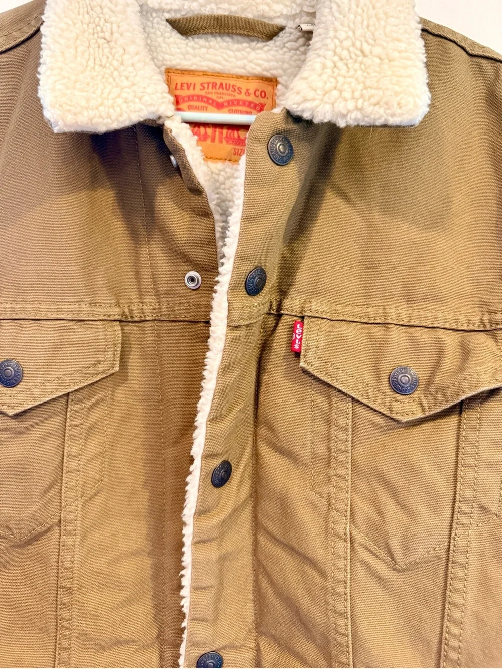 Levi's Type 3 Canvas Sherpa Trucker Jacket Brown Size L