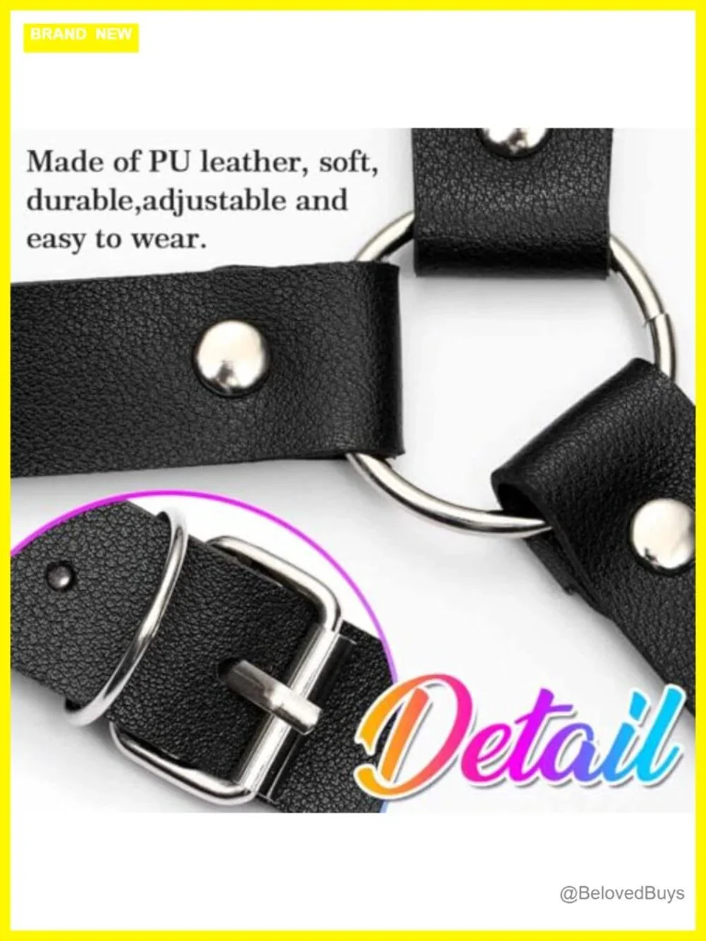 Women's Gothic Punk PU Leather Body Harness Belt Adjustable Waist Accessory
