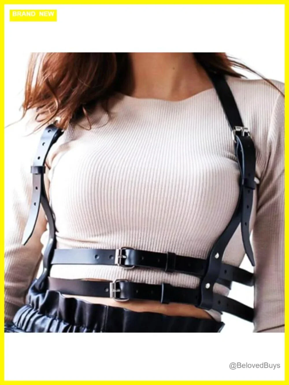 Women's Gothic Punk PU Leather Body Harness Belt Adjustable Waist Accessory