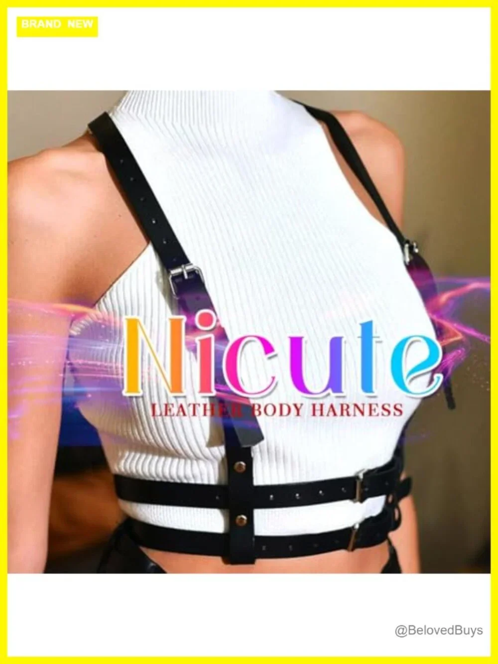 Women's Gothic Punk PU Leather Body Harness Belt Adjustable Waist Accessory