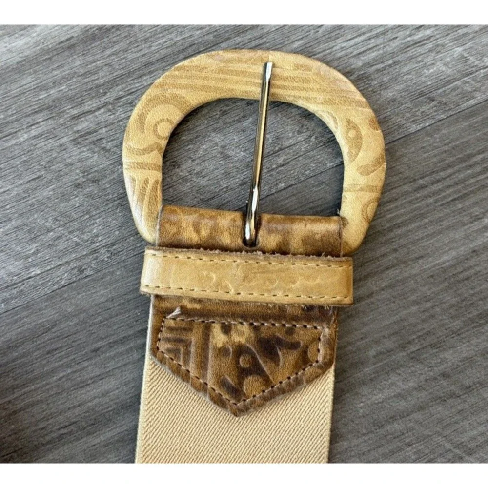 Accessories By Pearl Tan Elastic Leather Belt Size S USA Western