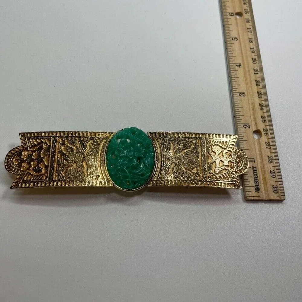 Gay Bover Designer Belt Buckle Gold-Tone‎ w/Asian Flair 1980's Takes 1.25