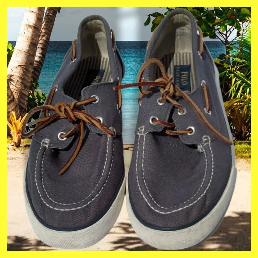 Polo Ralph‎ Lauren Franz Men’s Gray Lace Up Oxford Boat Shoes Size 10 D